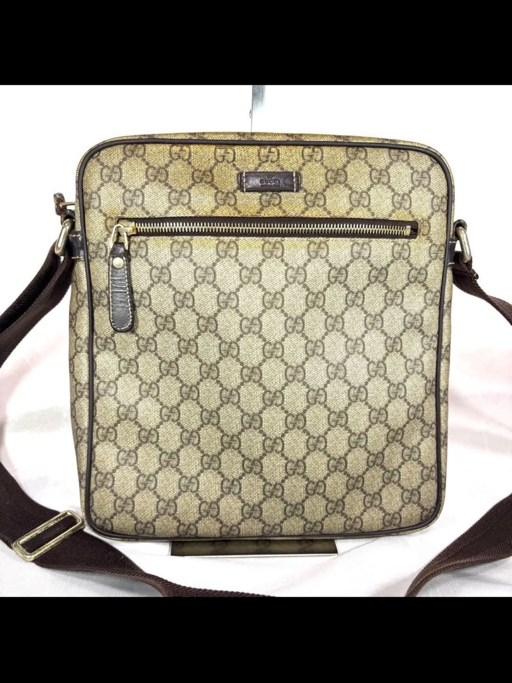 Gucci Brown/Tan Monogram Messenger Bag